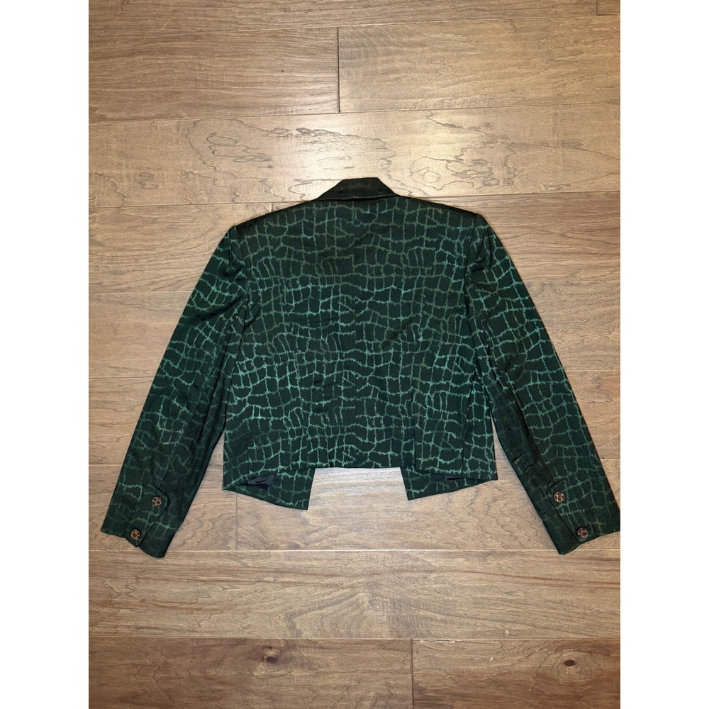 Vintage Alberto Makali Sport Cache Green Alligator Print Cropped Blazer Size 12 - Picture 3 of 6